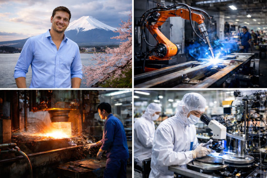 International buyers visiting a Japanese factory with local consultants