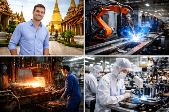 International buyers visiting a Thai factory with local consultants